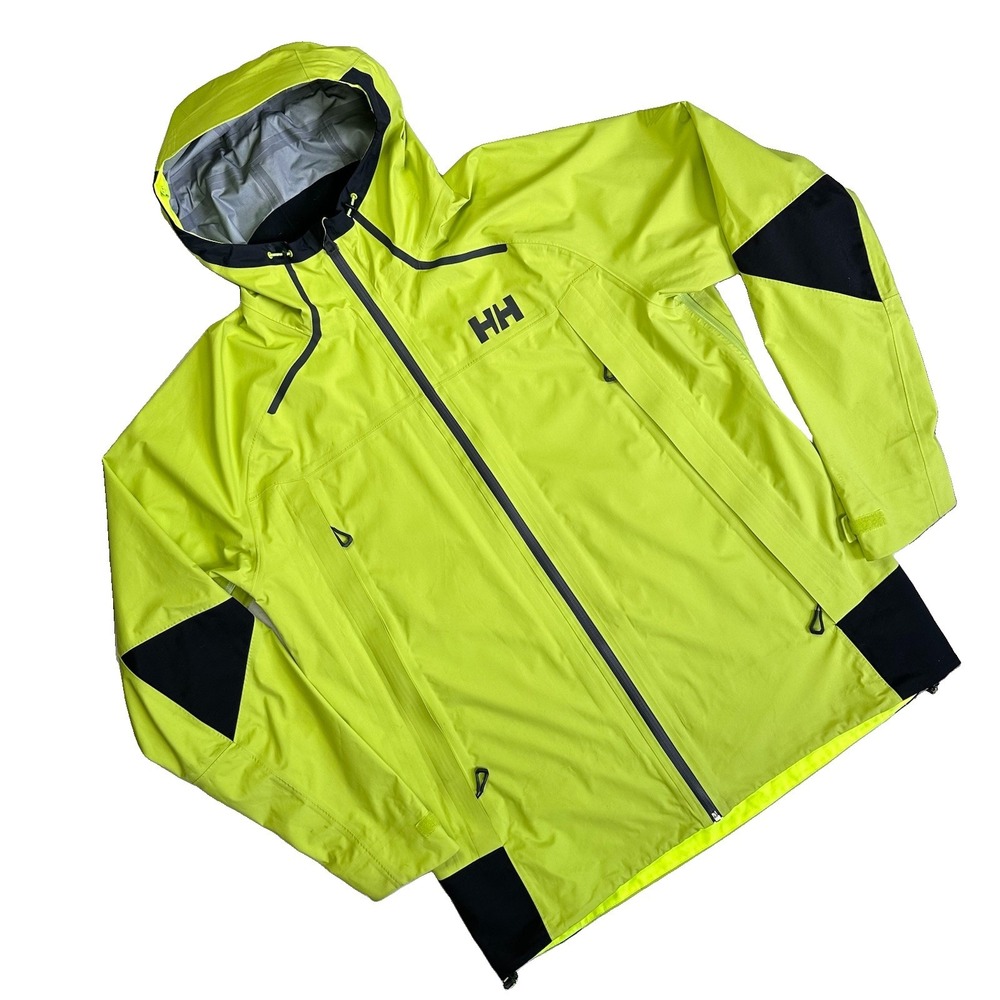 Helly Hansen Odin 9 Worlds Jacket Raincoat Shell Waterproof Men XXL Lime Green